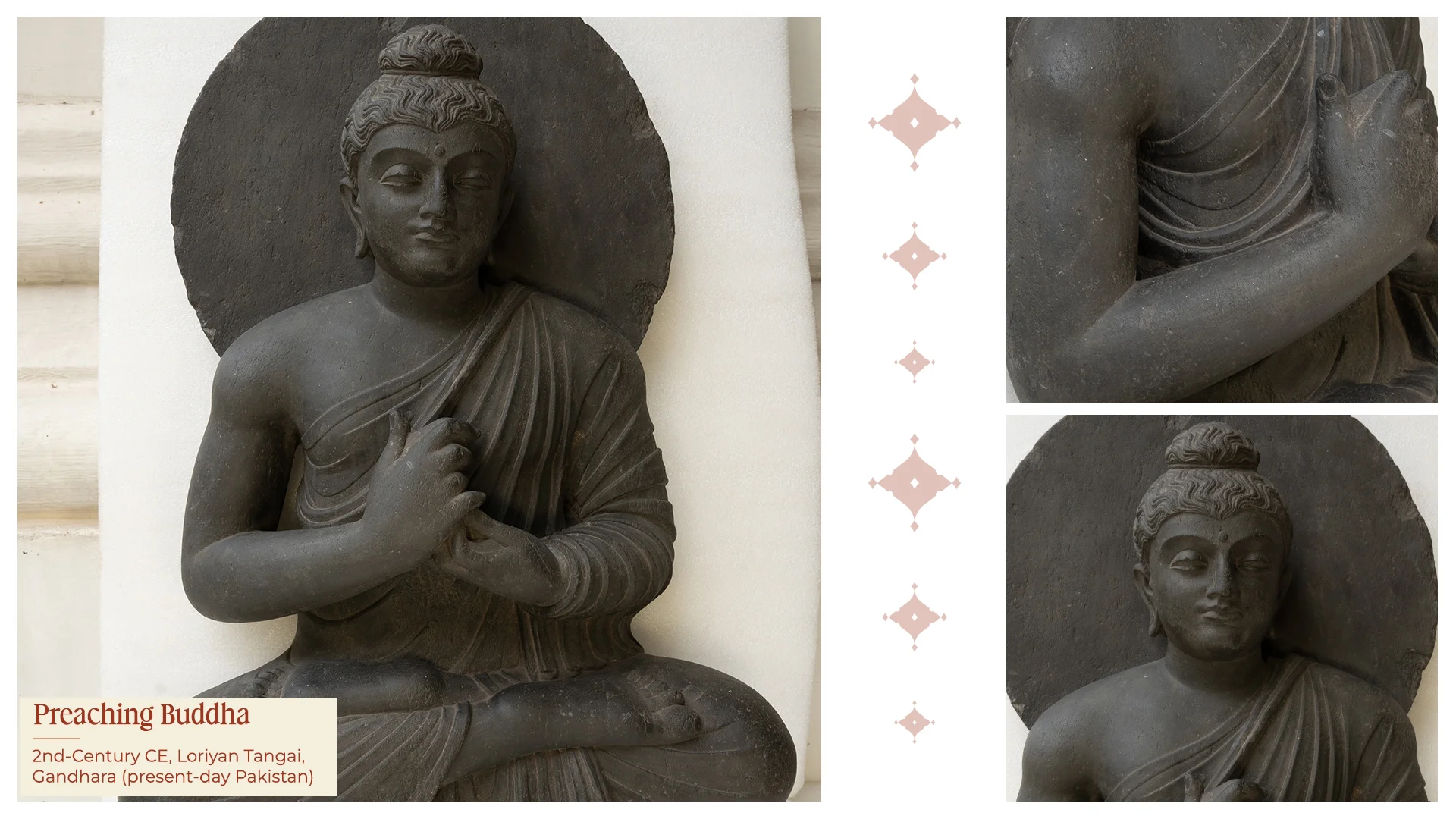 Original 2nd Century CE Preaching Buddha sculpture from the Gandhara art tradition museum artifact