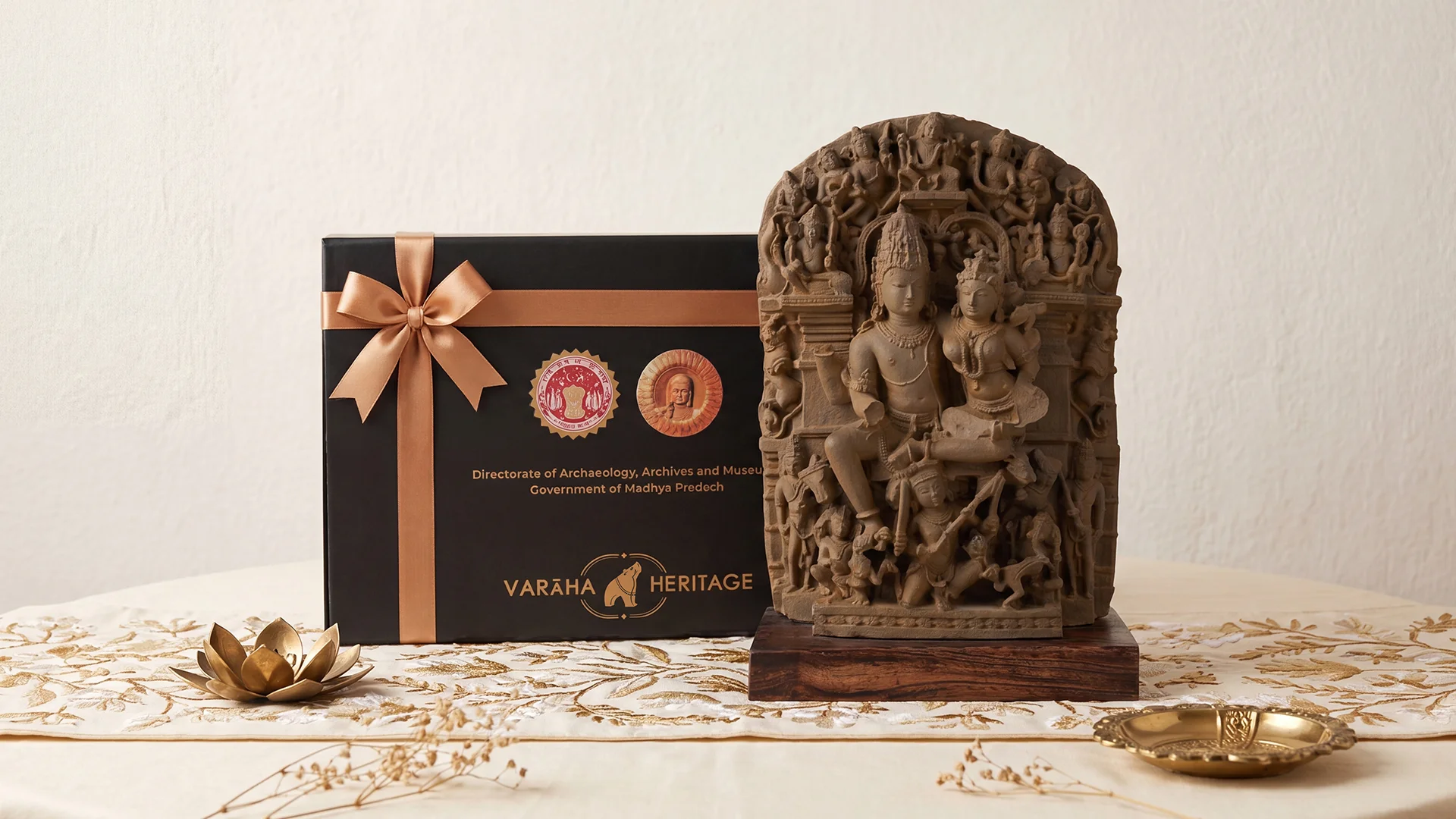 Indian temple art depicting Ravana, Shiva and Parvati in Ravananugraha scene