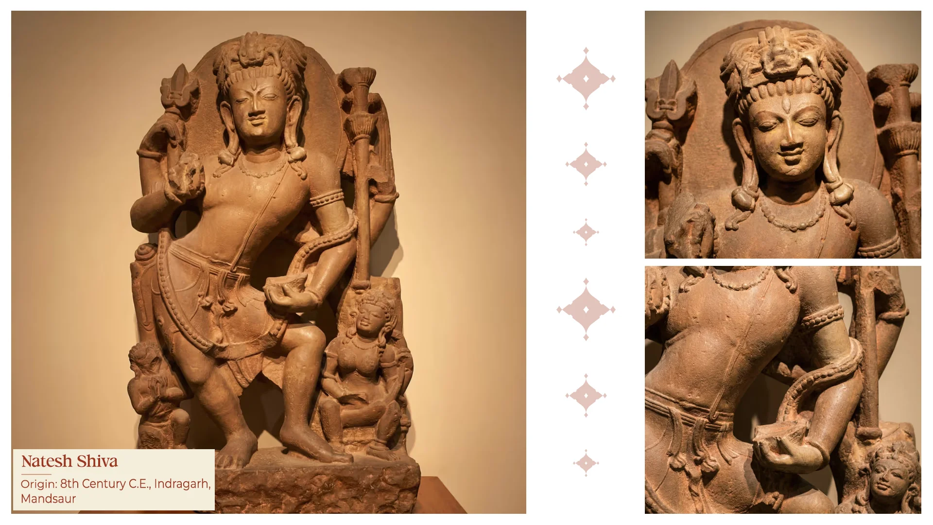 Natesh Shiva sculpture from 8th-century Indragarh, Mandsaur, depicting Shiva in a graceful dancing posture.